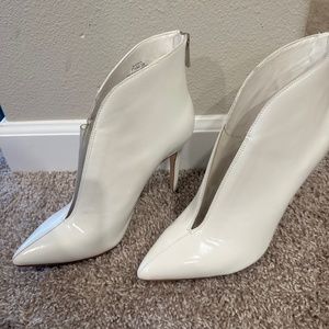 White bootie heels